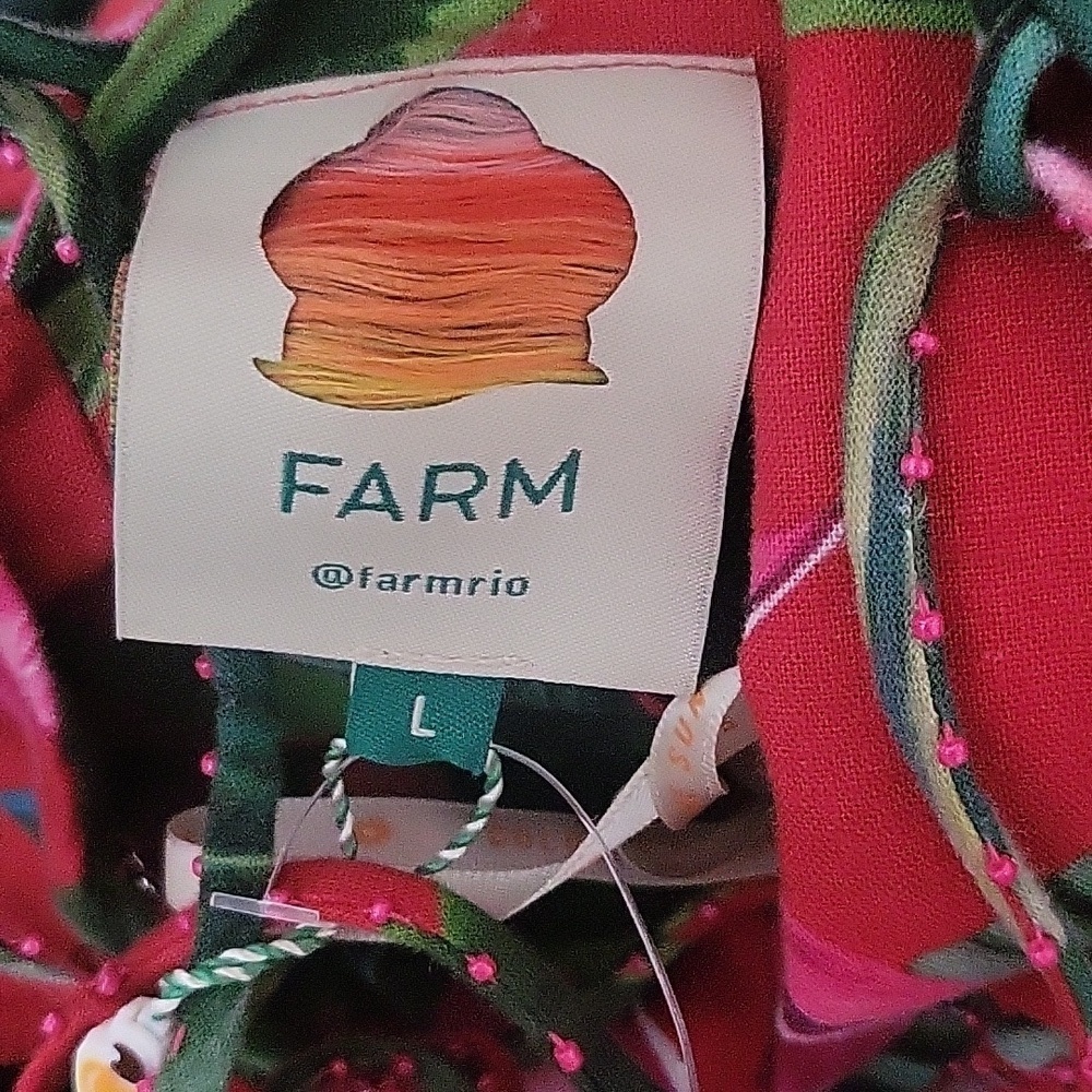 Farm Rio Linen Blend Dream Garden Strappy Drop - Waist Midi Dress, Size S, M & L - Picture 5 of 5